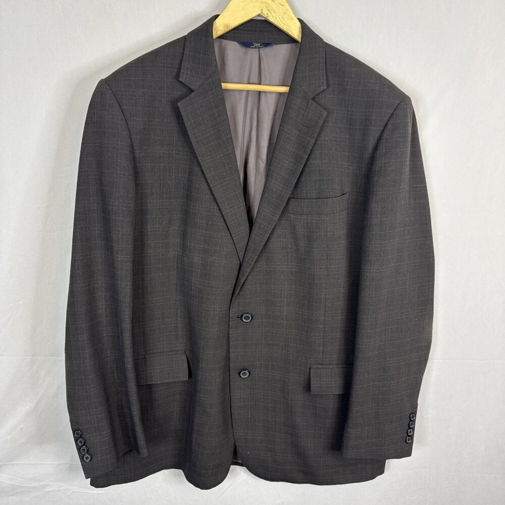 Brooks‎ Brothers 346 Charcoal Brown Check Wool Sport Coat 48L